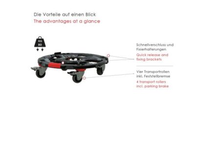 RUNPOTEC XB 500 APR - Adapterplatte - Roller için XB 500 ve XB 500 T, Traglast 80 kg ürün görseli 3